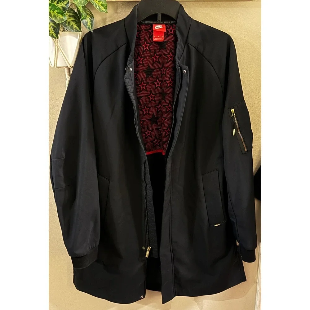 Nike F C Football Long Bomber Jacket Black Mens Size Medium